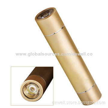 2,600mAh Mobile Power Bank with LED Flashlight, Metal Case, 100 Lumens, Samsung Battery